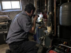 Inspecting a boiler circulator pump by 7th Degree Heating and Air