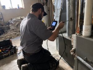 Combustion analysis reading at a furnace flue by 7th Degree Heating and Air