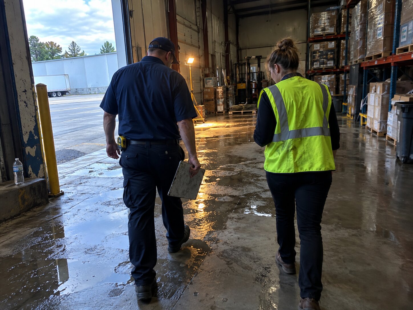Walking a commercial water loss with a property manager in Service Contracts by 7th Degree Heating and Air