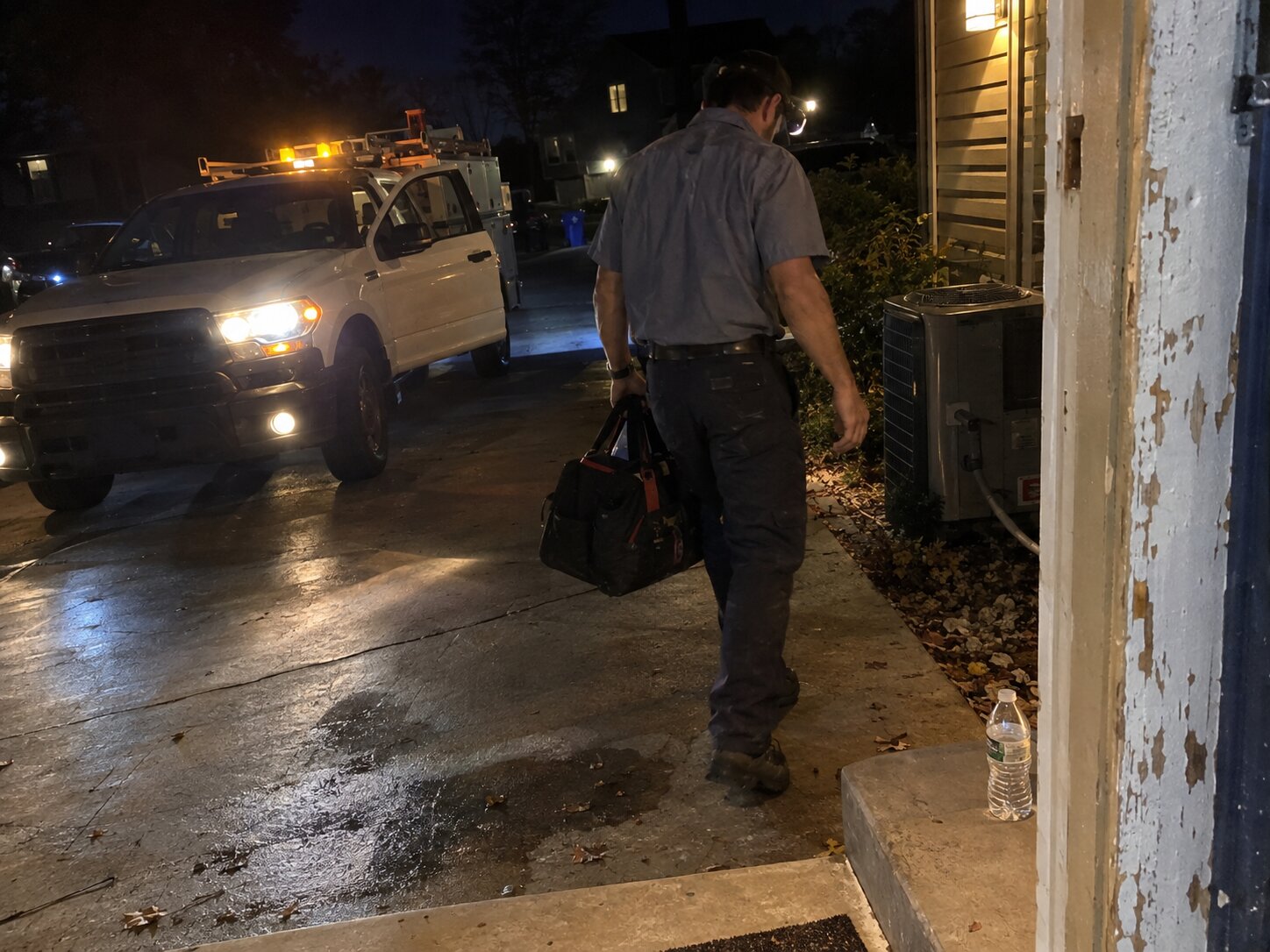 24-hour emergency arrival at a residential driveway in Maintenance by 7th Degree Heating and Air