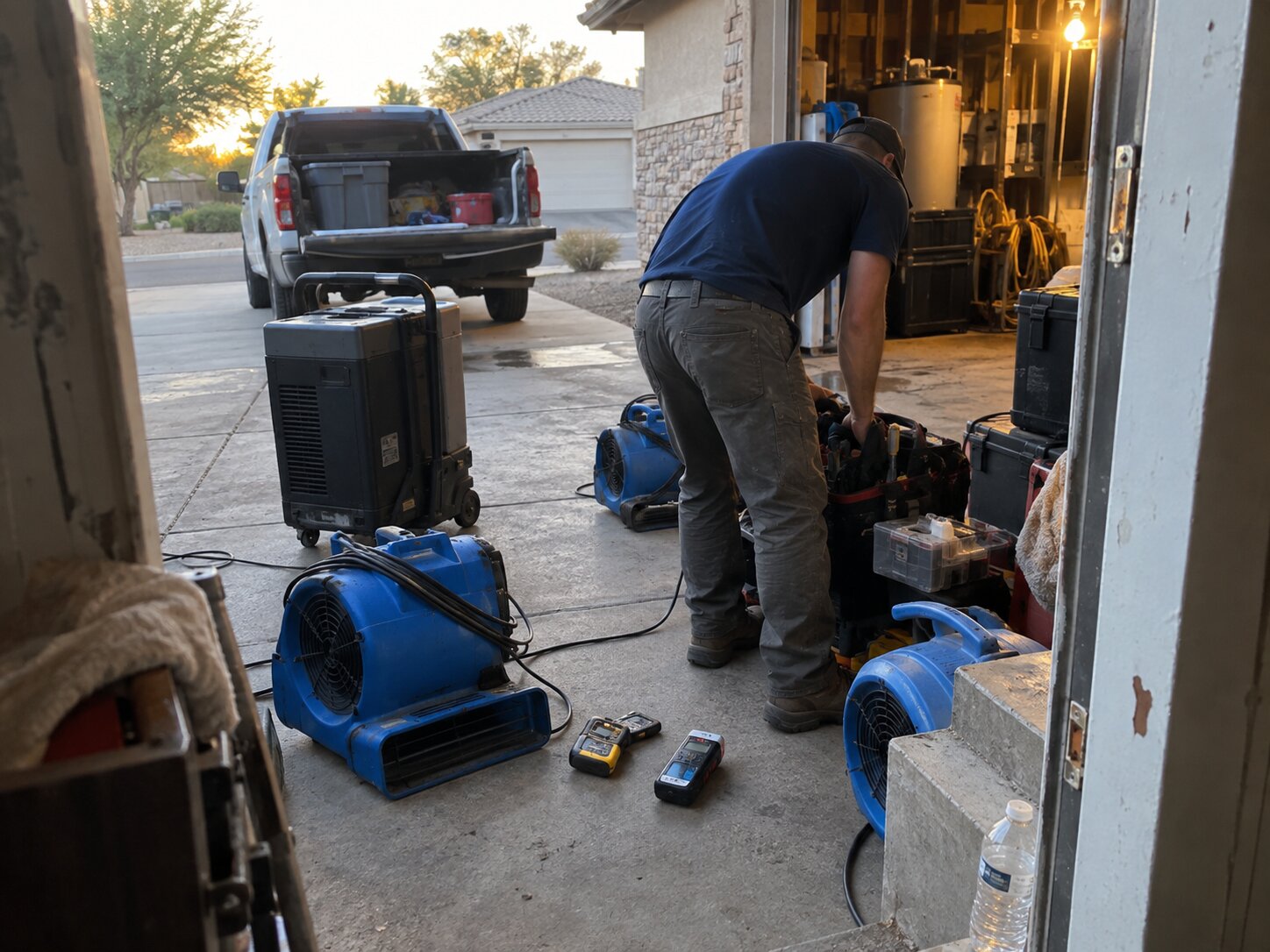 Staging equipment before a service day in Swamp Cooler Service by 7th Degree Heating and Air
