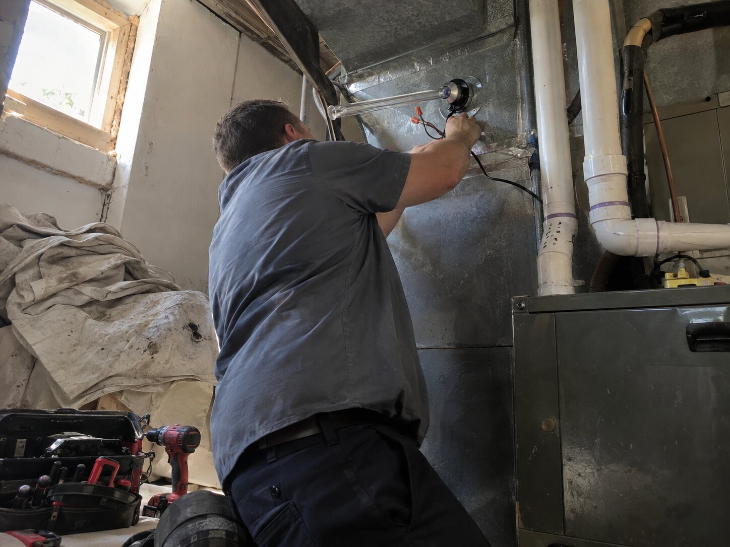 Installing a UV light in a supply plenum in Humidifiers by 7th Degree Heating and Air